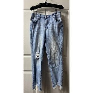 Judy Blue Skinny Fit Jeans High Rise Distressed Raw Hem Crop Stretch Size 11/30